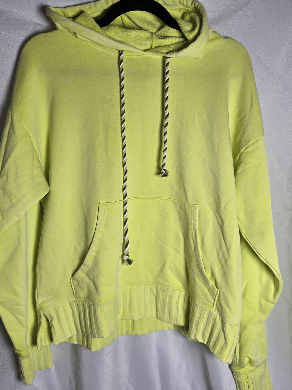Evereve Neon Yellow Oversized Pullover Hoodie Sweater, Sz S